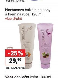 Herbavera balzám na nohy a krém na ruce, 120 ml