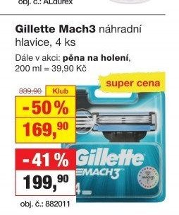 Gillette Mach3 náhradní hlavice, 4 ks