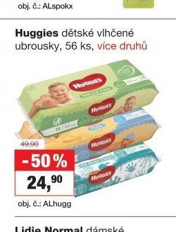 Huggies dětské vlhčené ubrousky, 56 ks, více druhů