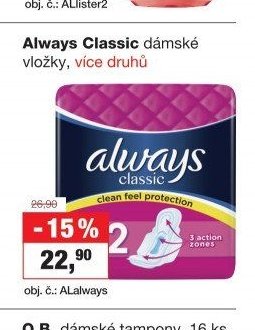 Always Classic dámské vložky, více druhů
