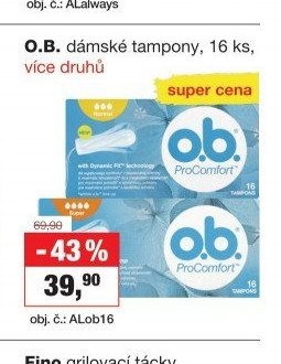 O.B. dámské tampony, 16 ks, více druhů