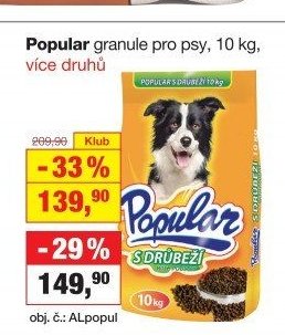 Popular granule pro psy, 10 kg, více druhů