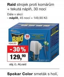Raid strojek proti komárům + tekutá náplň, 30 nocí