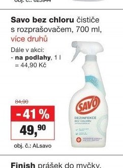 Savo bez chloru čistič s rozprašovačem, 700 ml