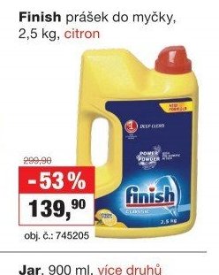 Finish prášek do myčky, 2,5 kg, citron