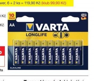 Varta Longlife alkalické baterie, AAA/AA, 10 ks