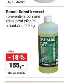 Remal Sanal k sanaci i preventivní ochraně zdiva proti plísním a houbám, 0,9 kg
