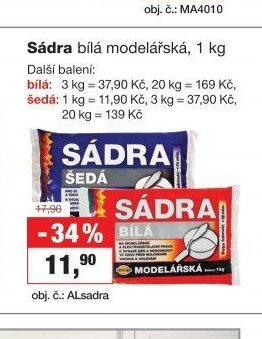 Sádra bílá modelářská, 1 kg