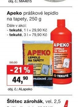 Apeko práškové lepidlo na tapety, 250 g