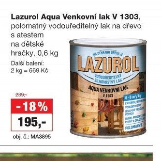 Lazurol Aqua Venkovní lak V 1303, 0,6 kg