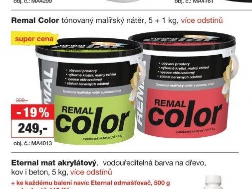 Remal Color tónovaný malířský nátěr, 5 + 1 kg