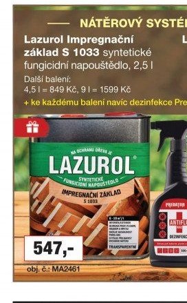 Lazurol Impregnační základ S 1033, 2,5 l