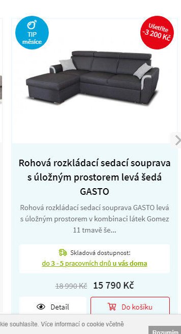 Rohová rozkládací sedací souprava s úložným prostorem levá šedá GASTO