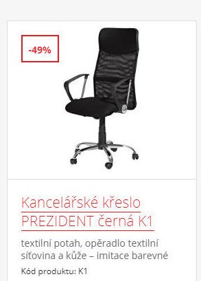Kancelářské křeslo PREZIDENT černá K1