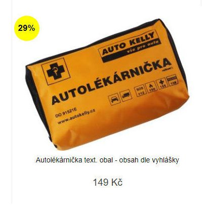 Autolékárnička text. obal - obsah dle vyhlášky