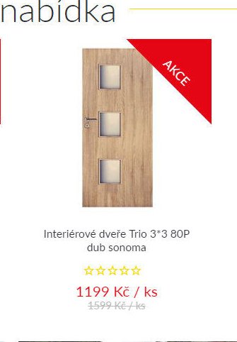 Interiérové dveře Trio 3*3 80P dub sonoma