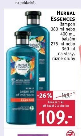 Herbal Essences šampon 380 ml nebo 400 ml, balzám 275 ml nebo 360 ml