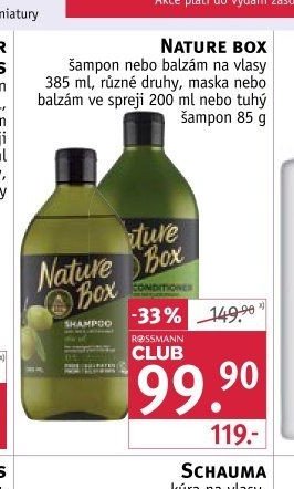 Nature Box šampon nebo balzám na vlasy 385 ml, maska nebo balzám ve spreji 200 ml nebo tuhý šampon 85 g