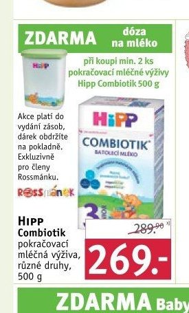 HiPP Combiotik pokračovací mléčná výživa, různé druhy, 500 g