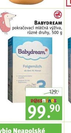 Babydream pokračovací mléčná výživa, různé druhy, 500 g