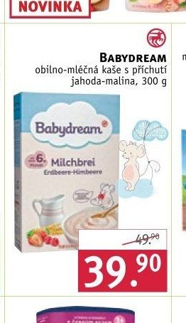 Babydream obilno-mléčná kaše s příchutí jahoda-malina, 300 g