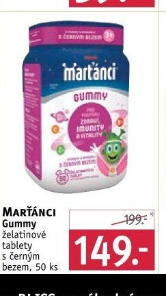 MARŤÁNCI Gummy želatinové tablety s černým bezem, 50 ks