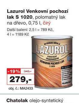 Lazurol Venkovní pochozí lak S 1020