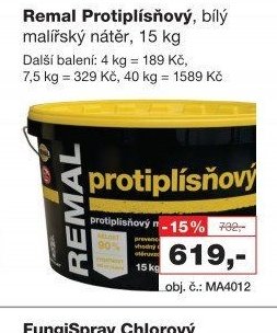 Remal Protiplísňový, bílý malířský nátěr, 15 kg