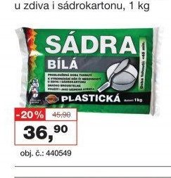 Sádra bílá plastická