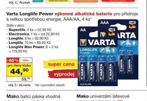 Varta Longlife Power alkalické baterie