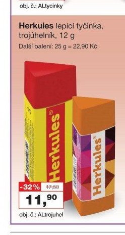 Herkules lepicí tyčinka, trojúhelník, 12 g