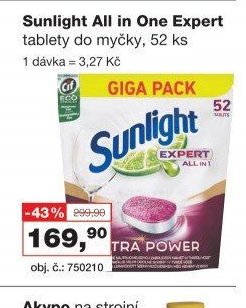 Sunlight All in One Expert tablety do myčky, 52 ks