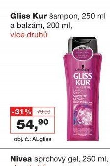 Gliss Kur šampon, 250 ml a balzám, 200 ml