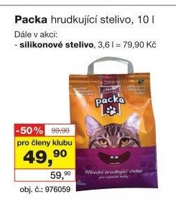 Packa hrudkující stelivo