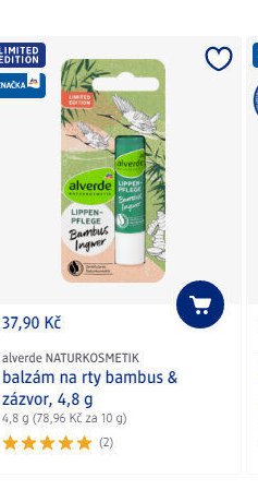 alverde NATURKOSMETIK balzám na rty bambus & zázvor, 4,8 g - dm drogerie aktualniletaky.eu