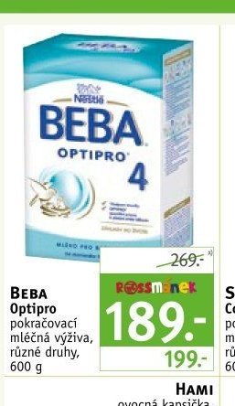 BEBA Optipro pokračovací mléčná výživa, 600 g