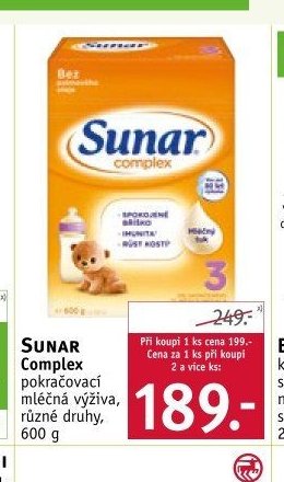 SUNAR Complex pokračovací mléčná výživa, 600 g