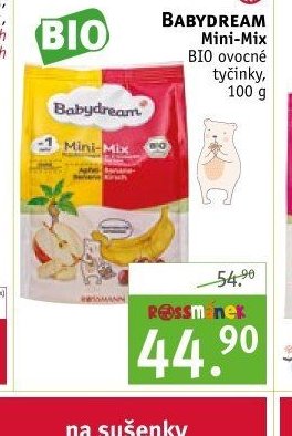 BABYDREAM Mini-Mix BIO ovocné tyčinky, 100 g