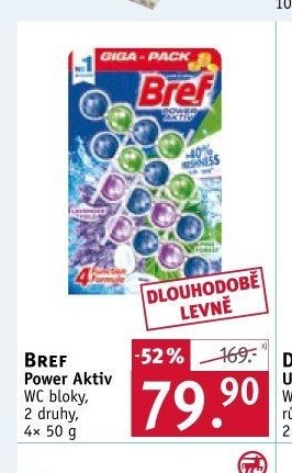 BREF Power Aktiv WC bloky, 2 druhy, 4x 50 g