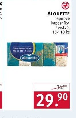 ALOUETTE papírové kapesníky, 4vrstvé, 15x 10 ks