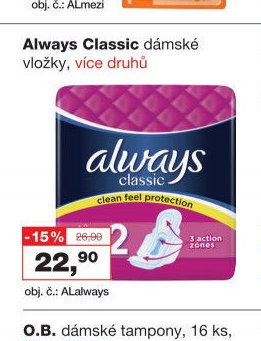 Always Classic dámské vložky