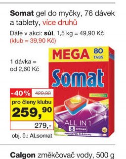 Somat gel do myčky, 76 dávek a tablety, více druhů