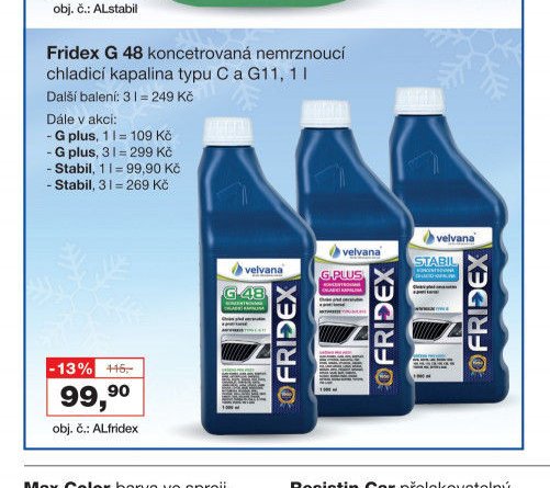 Fridex G 48 koncetrovaná nemrznoucí chladicí kapalina typu C a G11, 1 l