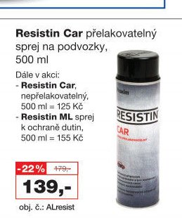 Resistin Car přelakovatelný sprej na podvozky, 500 ml