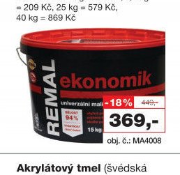 Remal Ekonomik univerzální bílý malířský nátěr, 15 kg
