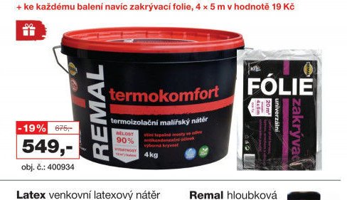 Remal Termokomfort termoizolační bílá malířská barva, 4 kg