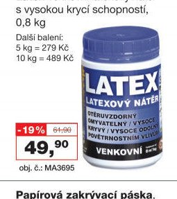 Latex venkovní latexový nátěr s vysokou krycí schopností, 0,8 kg