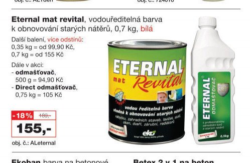 Eternal mat revital, vodouředitelná barva k obnovování starých nátěrů, 0,7 kg