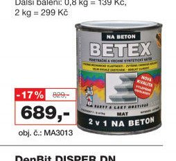 Betex 2 v 1 na beton, syntetická barva na beton, 5 kg