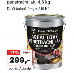 DenBit BR-ALP asfaltový penetrační lak, 4,5 kg